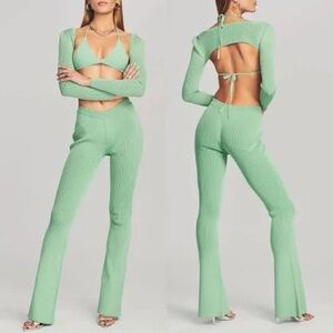 Yummy NWT SER.O.YA pistachio 3 pc sweater set Dahlia tops & Lux pant size large